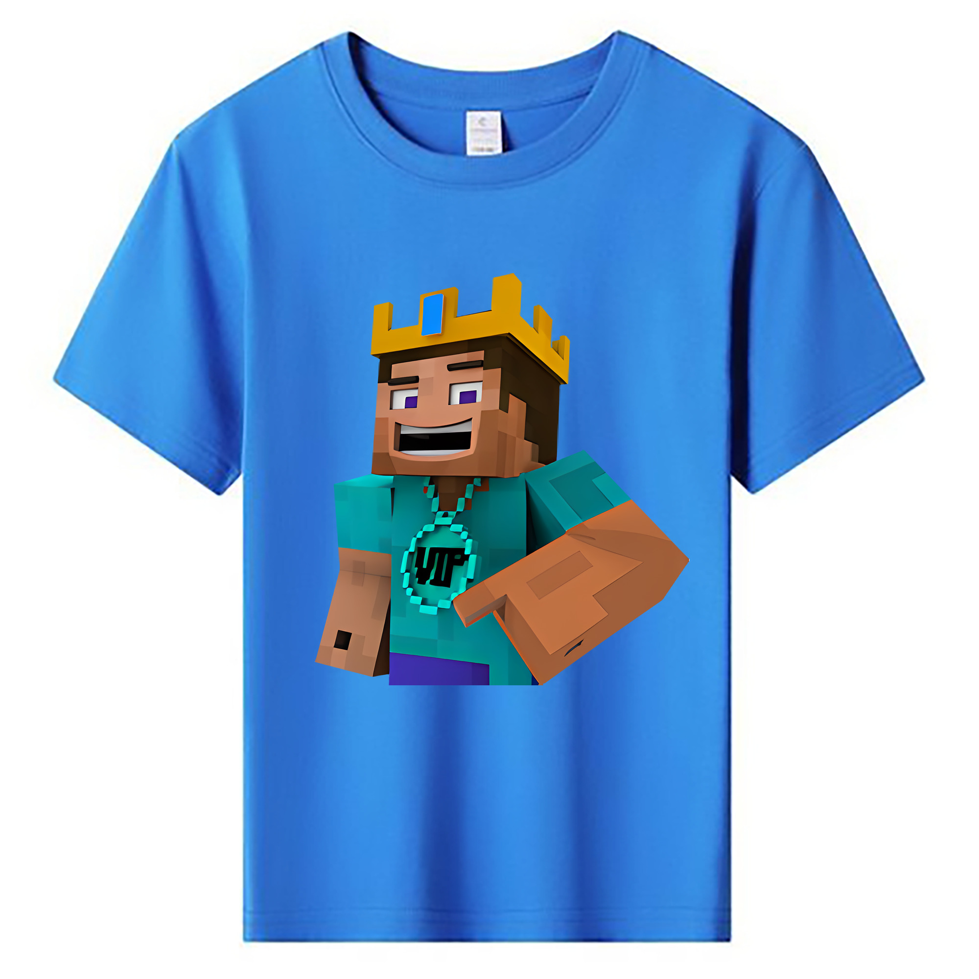（画像用） マインクラフト ブロックの世界 Minecraft MC Block world 綿100％キッズTシャツ（フロントプリント）